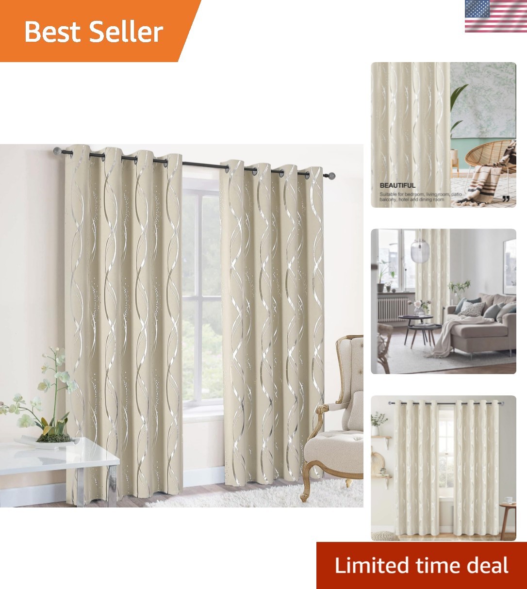 Blackout Curtains 84 inch Length 2 Panels Set – Energy Efficient and Noise Re…