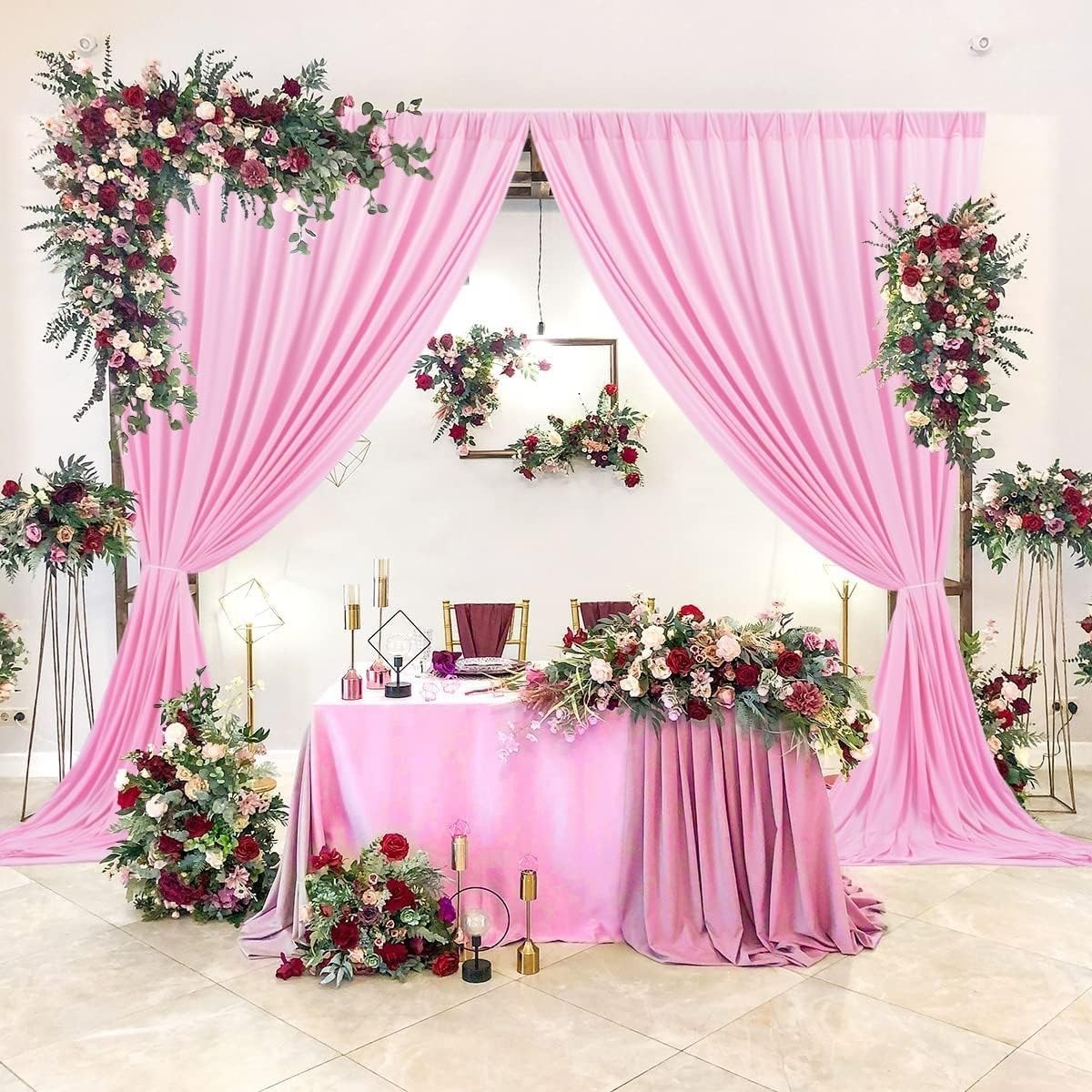 AK TRADING 10 feet x 10 feet Polyester Backdrop Drapes Curtains Panels with Rod