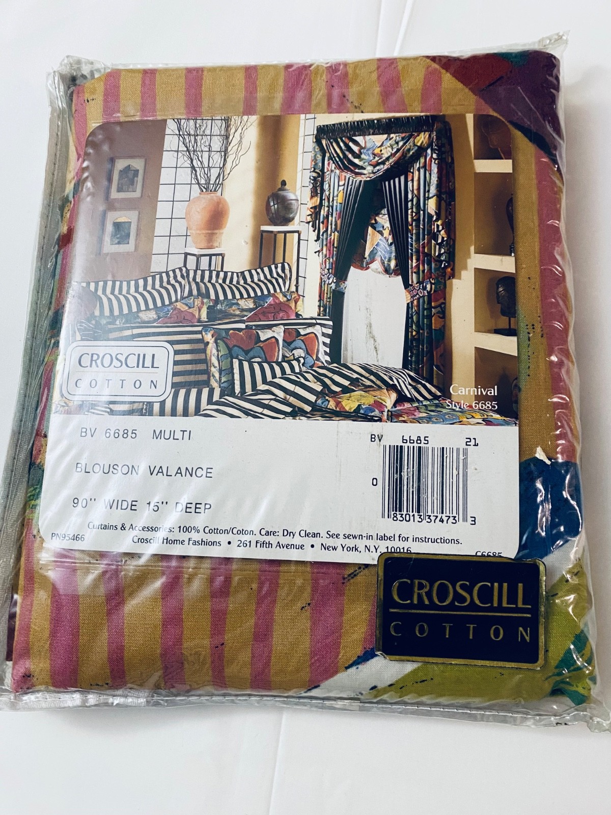Croscill Carnival Cotton Multicolor Blouson Valance 90in. X 15in. NIP