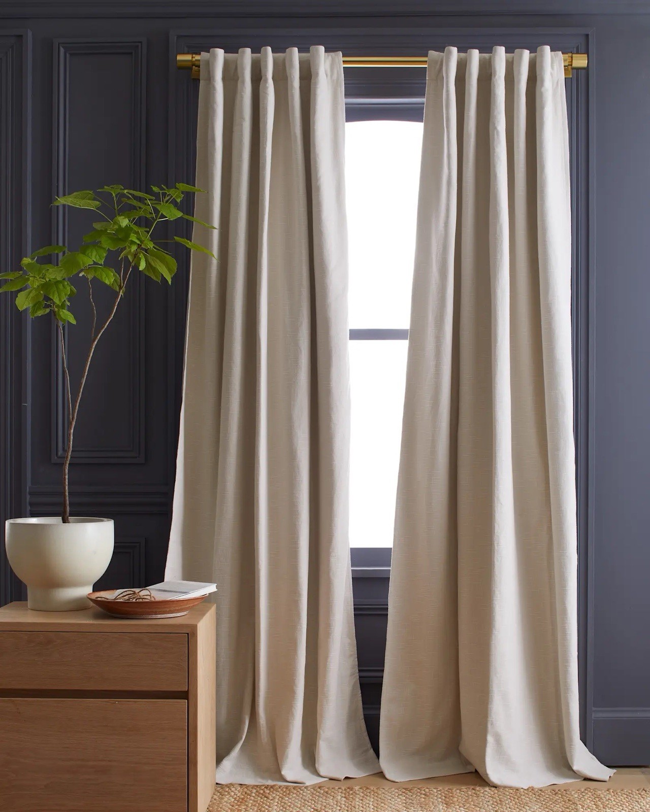 Quince Cotton Slub Room Darkening Curtain NWOT Natural Beige 48×96 One Panel