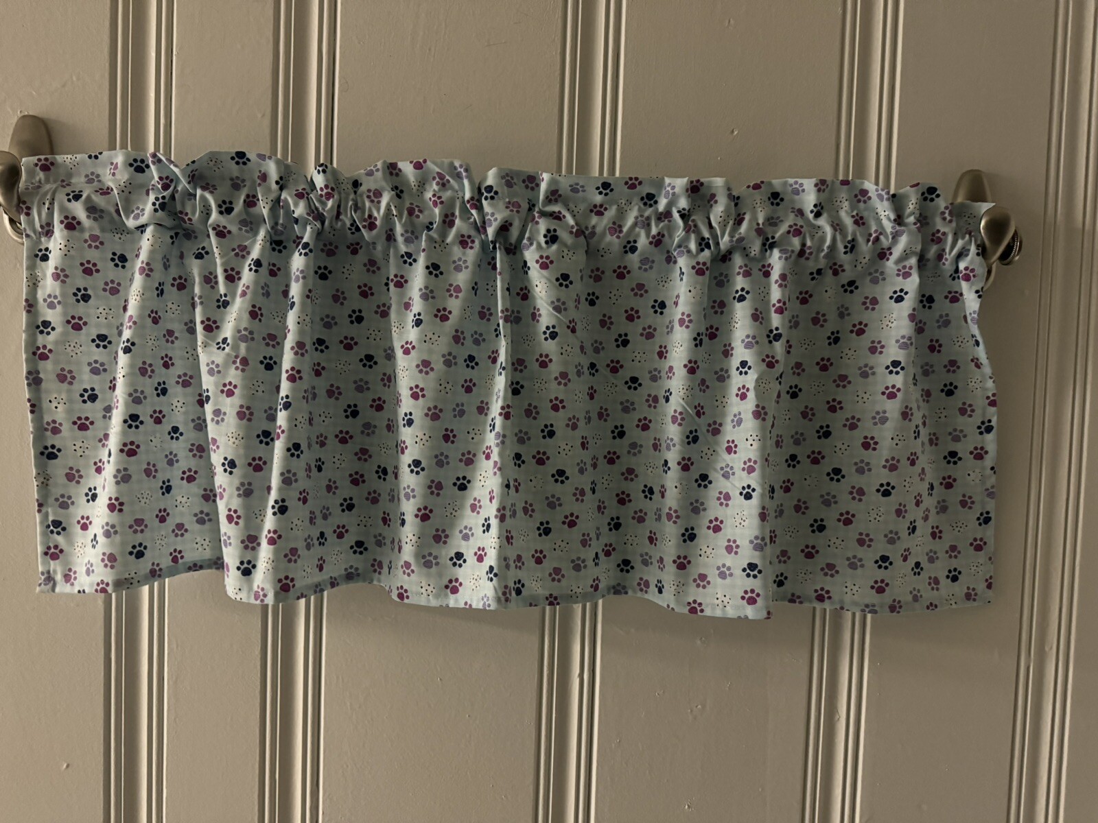 Custom Dog Paw Prints VALANCE CURTAIN Kitchen Pet Room Window Treatment Curtains