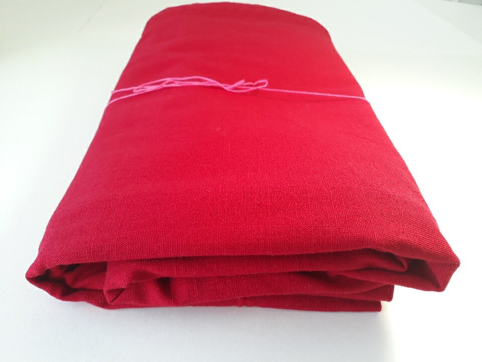Red Cotton Canvas Curtain Panel Rod Pocket Durable Textured Backdrop Background