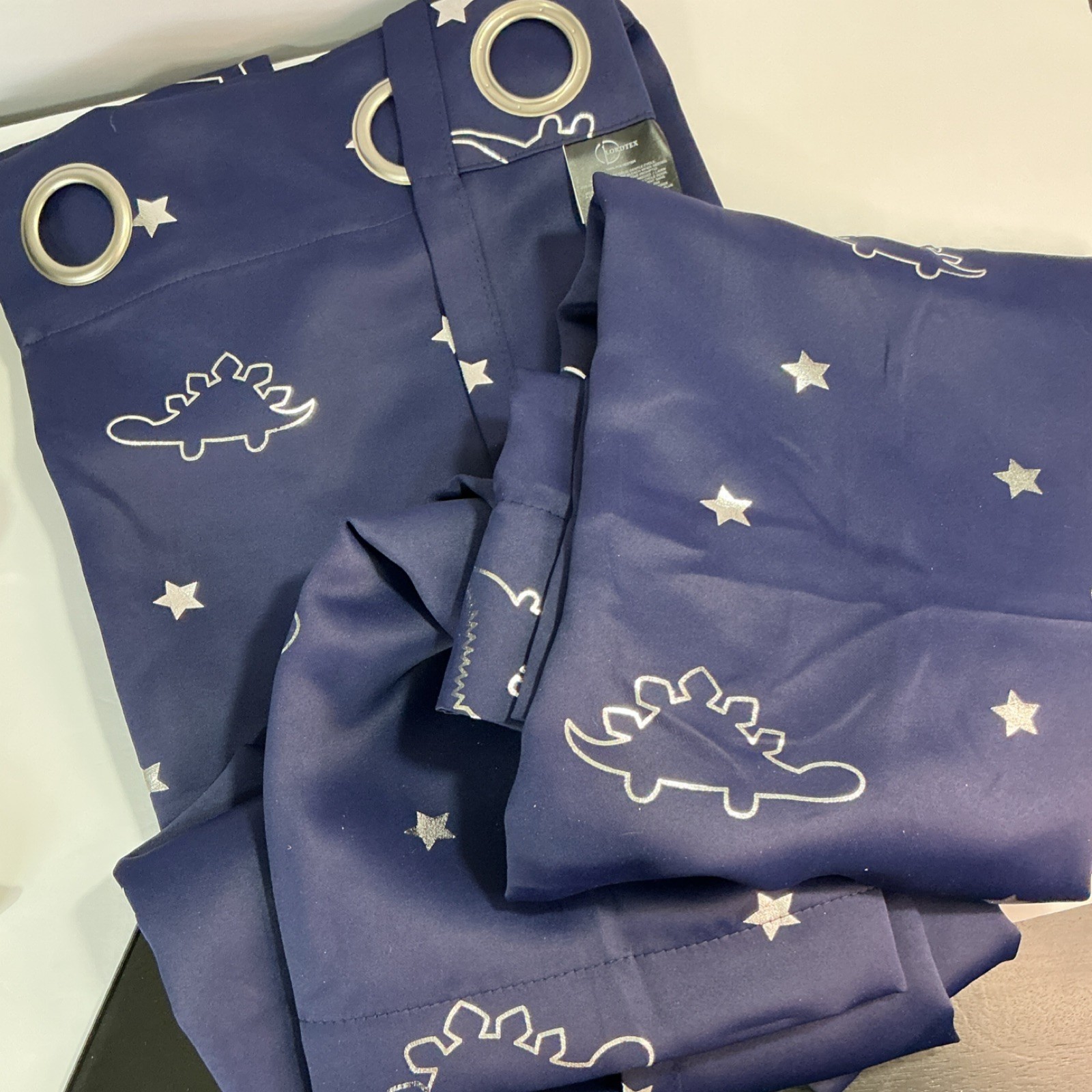 Lordtex Blue Dinosaur Star Grommet Window Panels Polyester Curtains