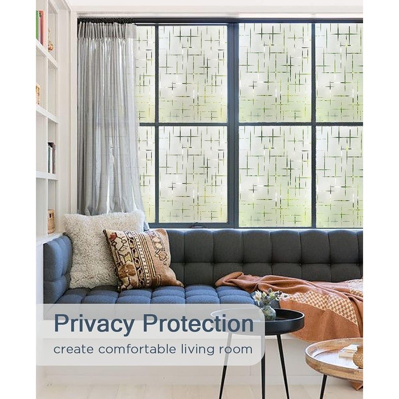 Frosted Window Film Static Cling UV Protection Easy Installation Privacy Decor