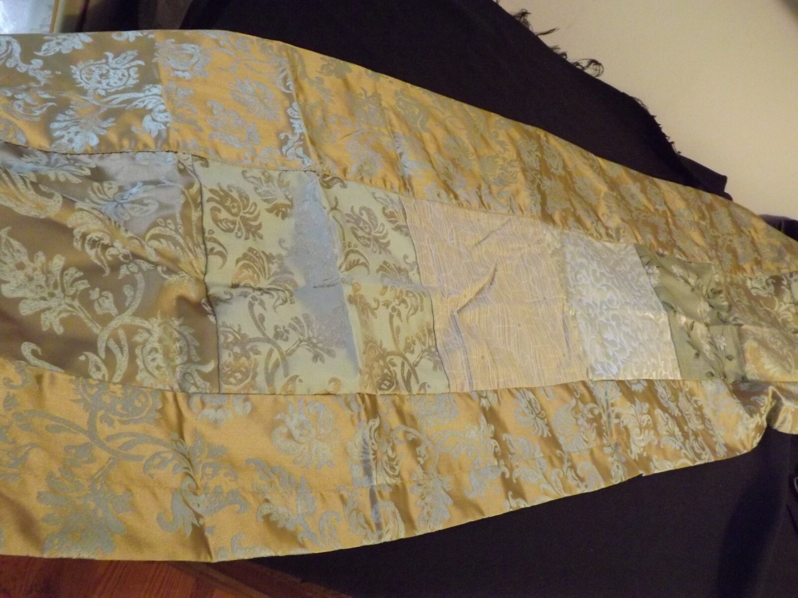 NEW CROSCILL lined VALANCE PATCHWORK gold ROBINS EGG BLUE cream SAGE 2 AVAILABLE