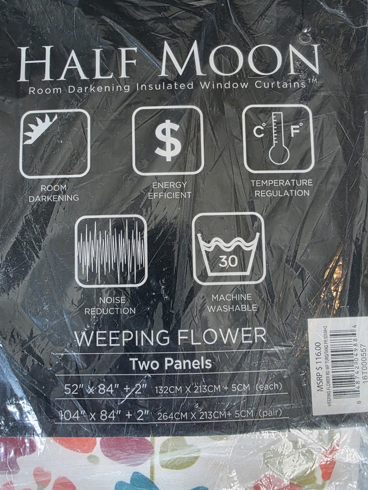 NWT Weeping Flower Window Panels, Set Of 2. Each Panel = 52″ X 84″