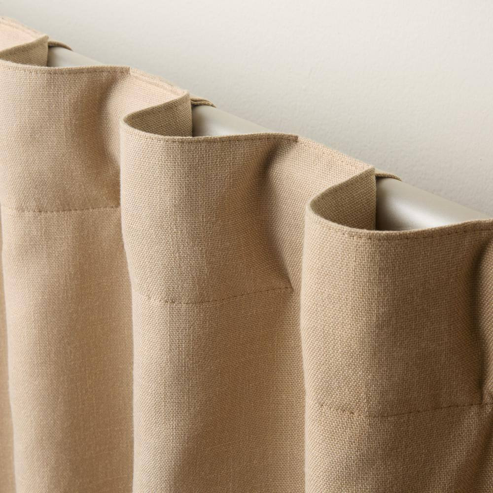 Arlo Solid Linen Texture 50 In. W X 84 In. L Polyester Blackout Taupe Curtain (S
