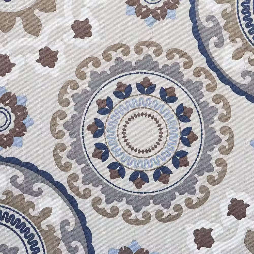 Nepal Global Medallion Print Linen Polyester 40 In. W X 95 In. L Grommet Blackou