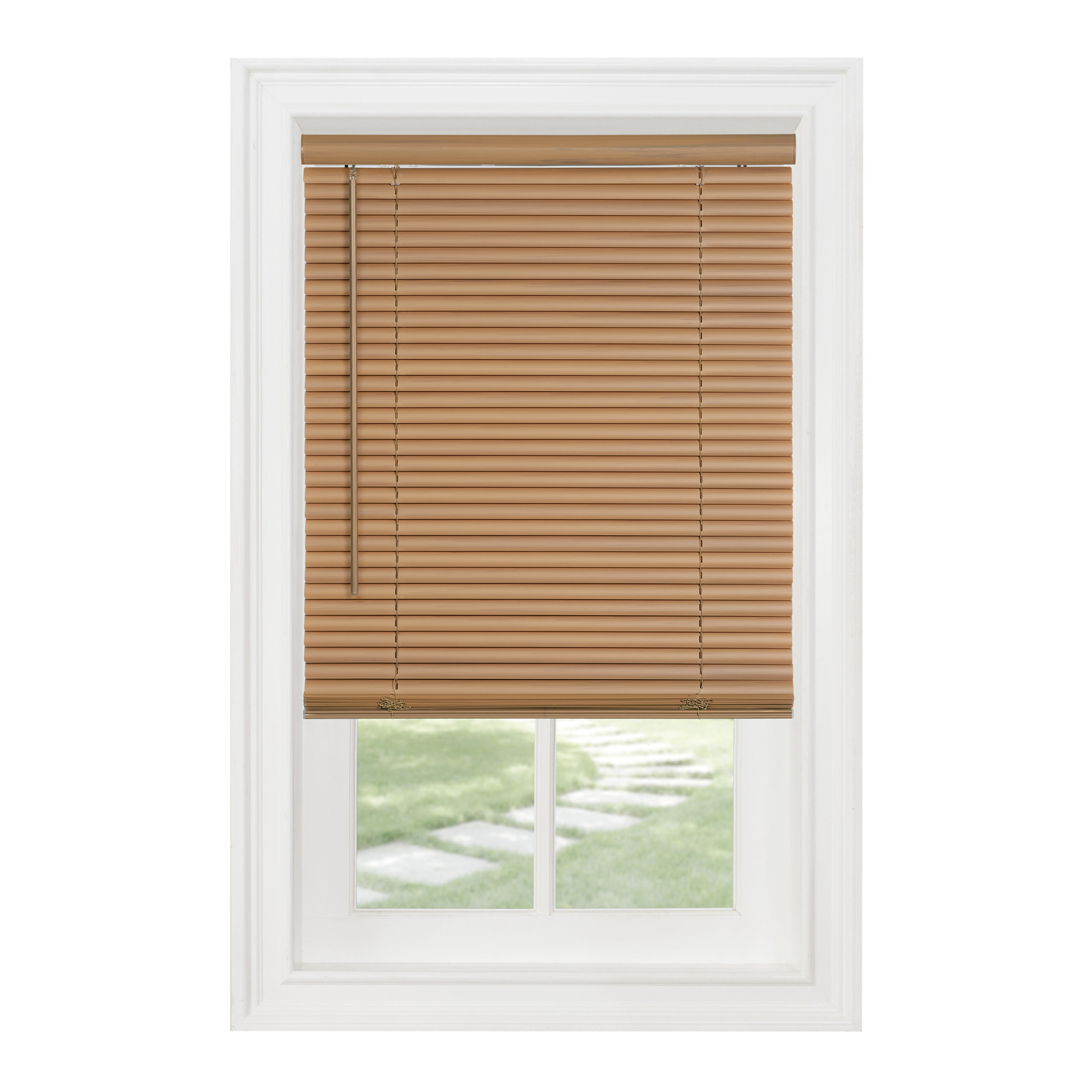 Cordless Window Minds Mini Blinds 1″ Slats Woodtone Vinyl Blind