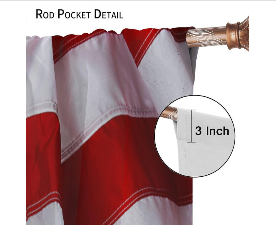 American Flag Curtains 2 Panels 42×45 USA Eagle Stars Stripes Window Drapes