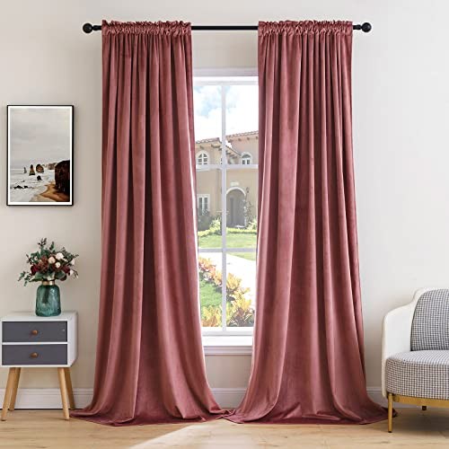 Pink Velvet Curtains Thermal Insulated 52″W x 96″L (Pack of 2) Dusty Rose