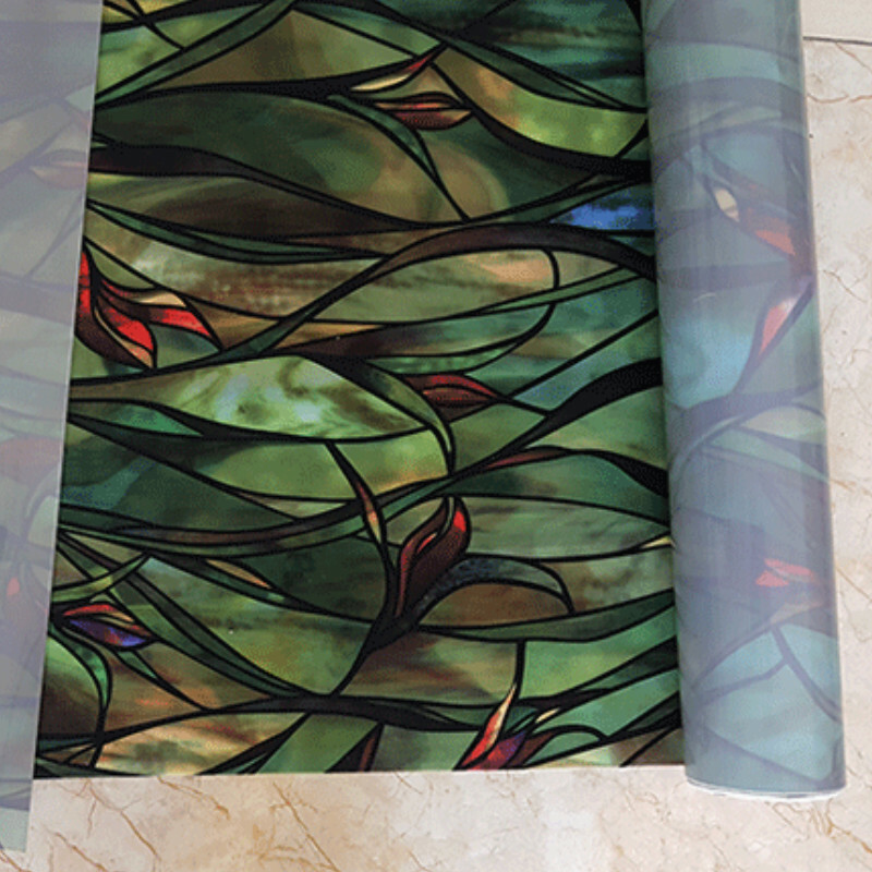 3D Orchid Stained Window Films Static Cling Glass Sticker Privacy Home Decor