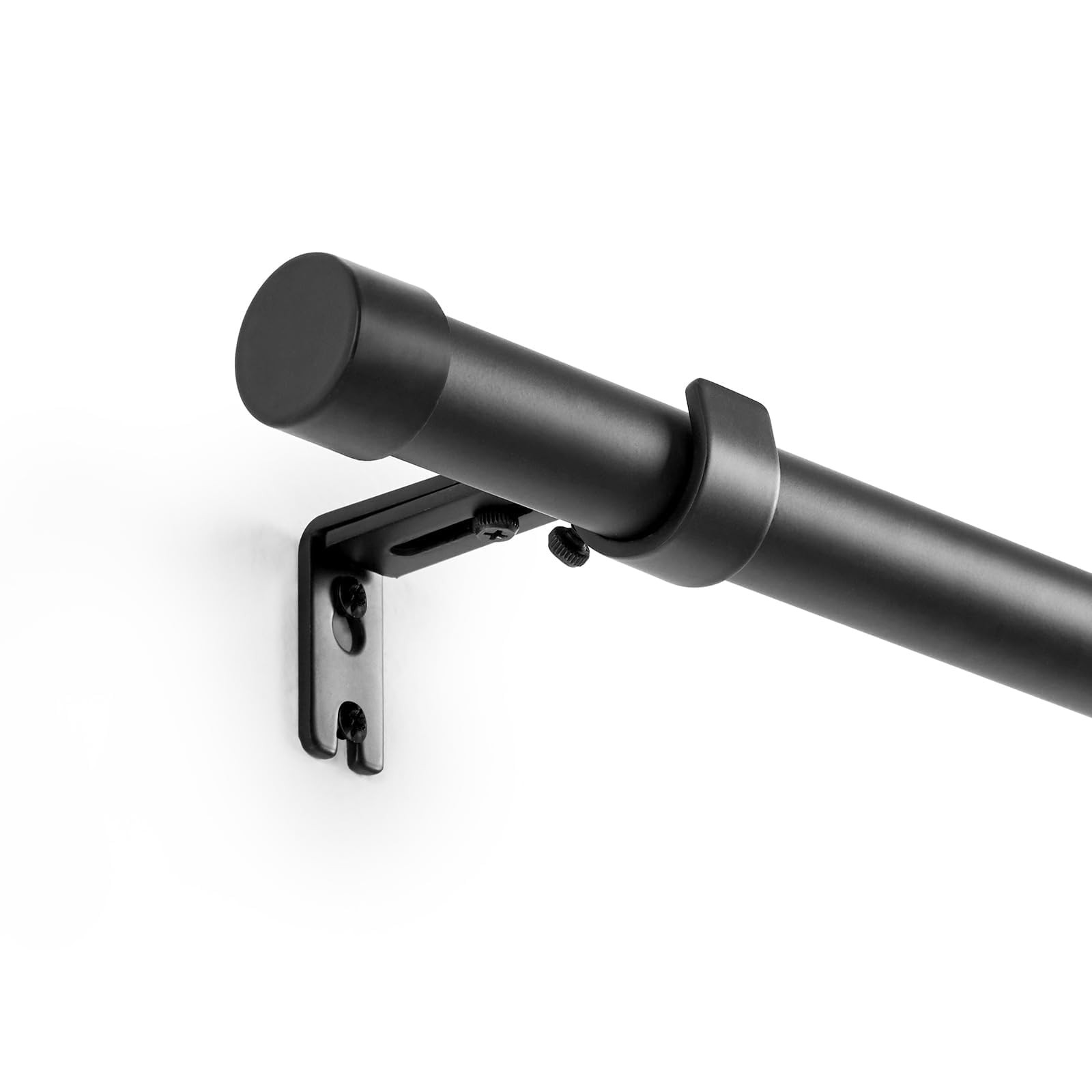 Matte Black Curtain Rod 16-94.4 Inch Single Wide Window Coverage Metal Constr…
