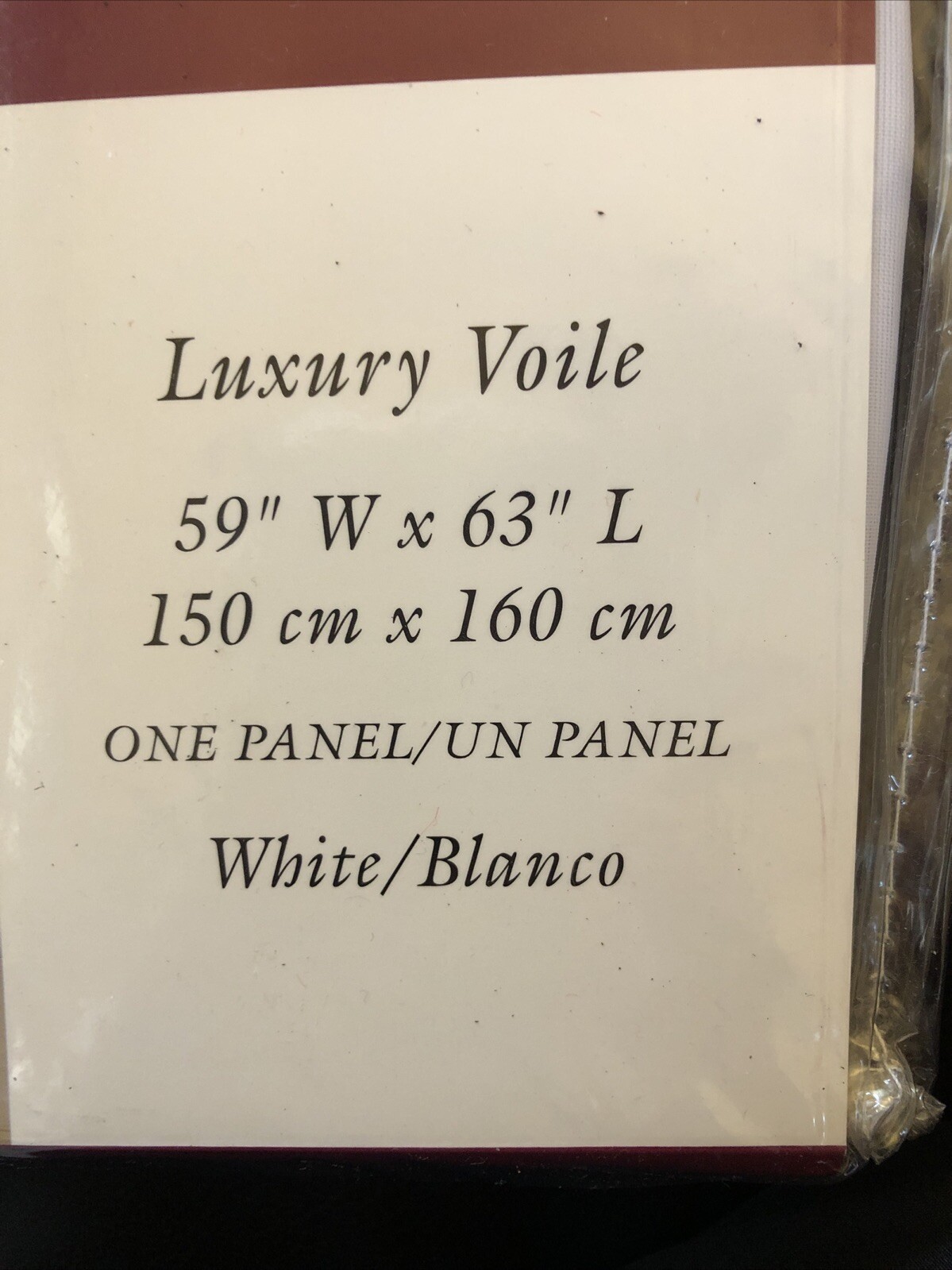 Luxury Voile 59″ x 63” White Window Panel Sheer Annas Linens New In Package One