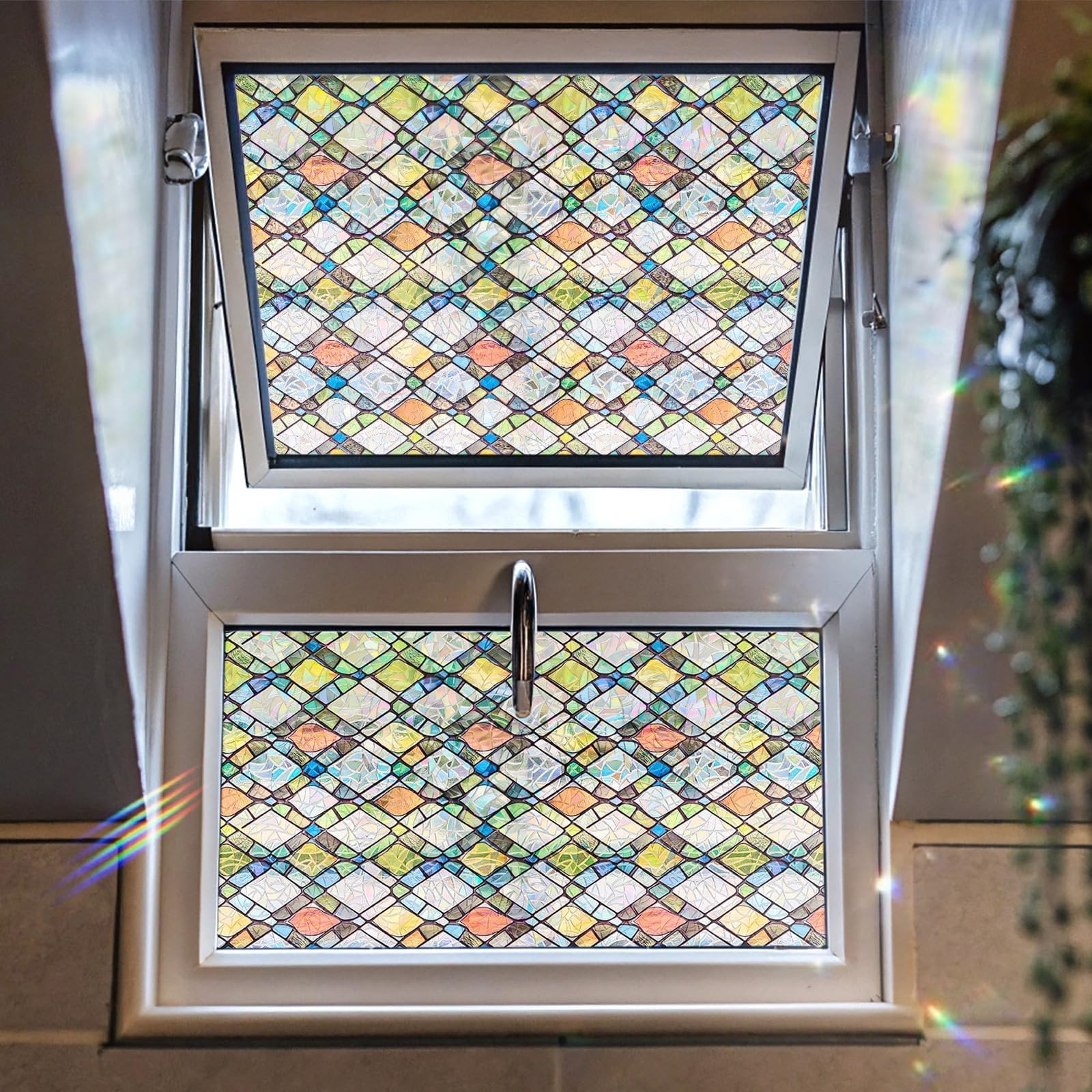 ADD.HERES Window Privacy Film, Stained Glass Decorative Static Cling, Removab…