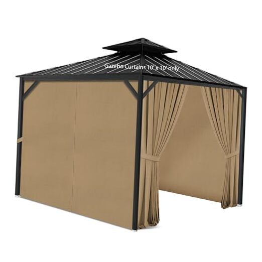 Gazebo Privacy Curtains with Zipper 4-Panels Side Wall Universal Replacement