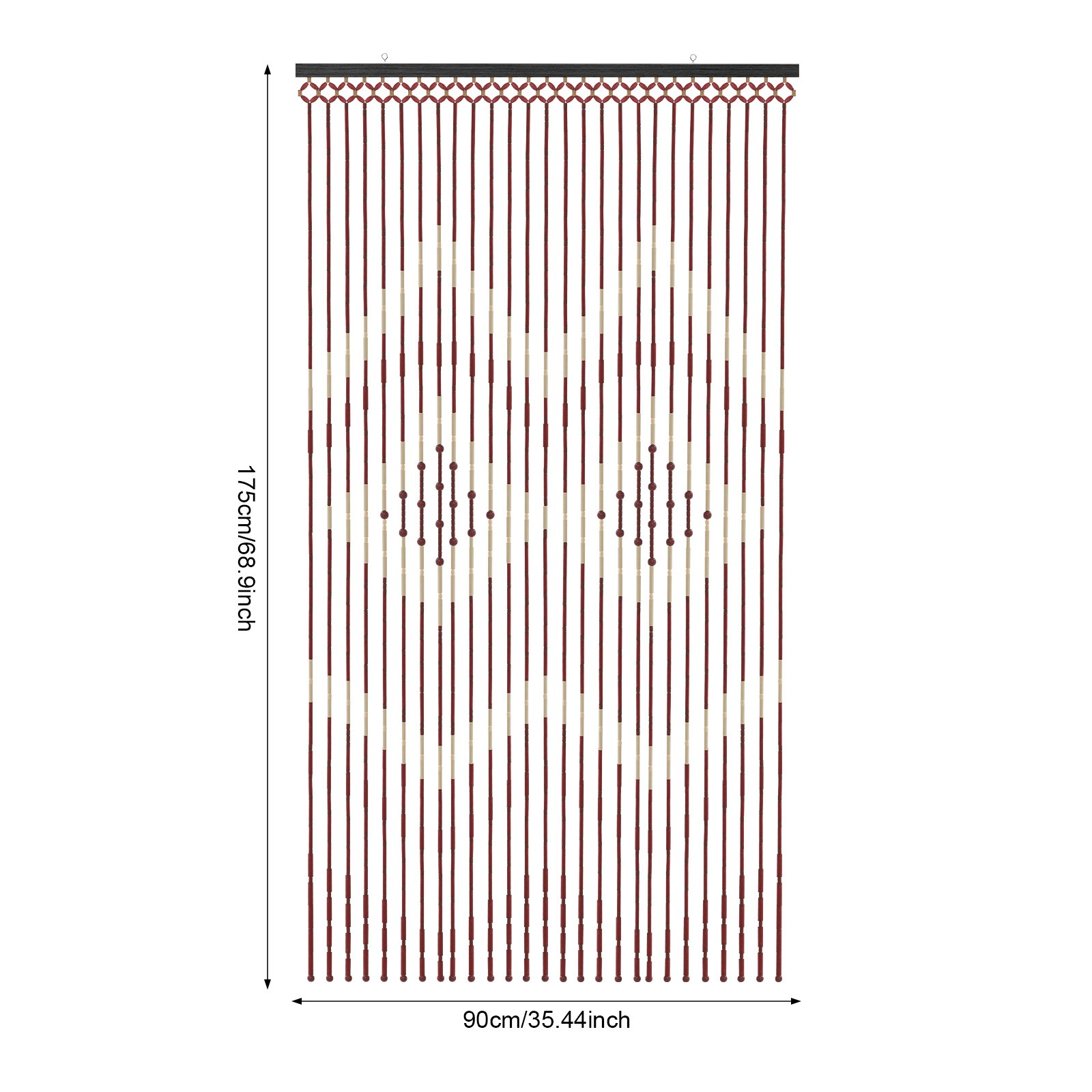 Natural Wood and Bamboo Beaded Curtain Fly Screen Porch Doorway For Bath Bedroom