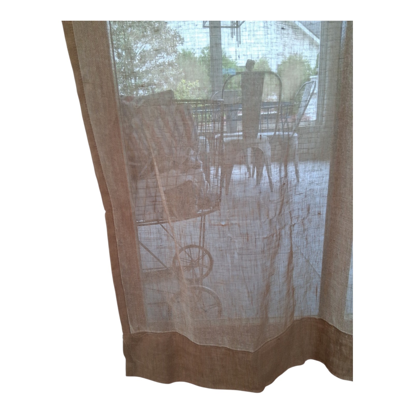 Pottery Barn Tan/Beige Belgian Flax Linen Sheer Curtains 52″ X 84″ Rod Pocket