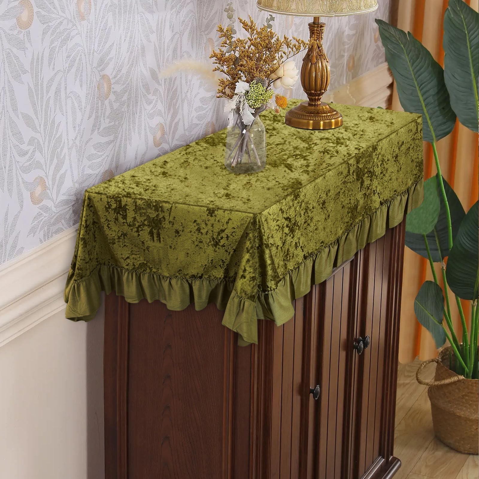 Velvet Ruffles Tablecloth, Pleated Edges Vintage French Country House Rectang…
