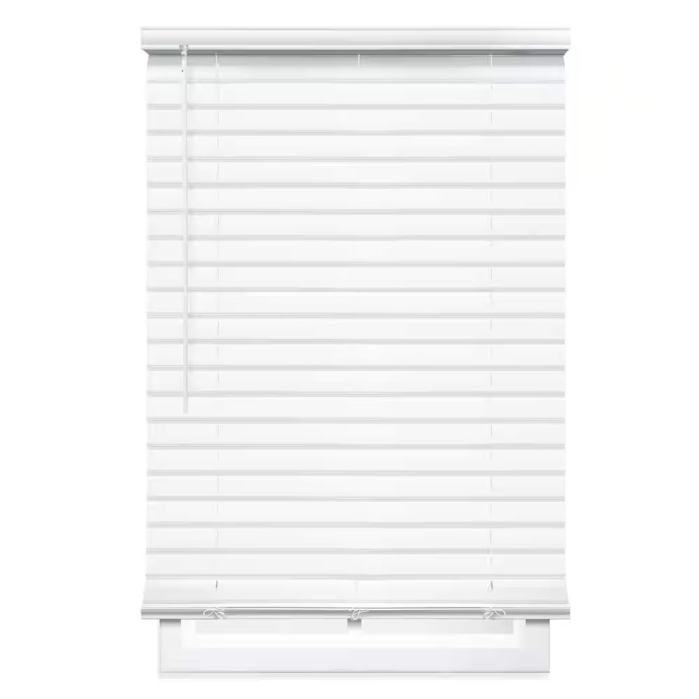 White Cordless Room Darkening Vinyl Blinds with 2 In. Slats – 22 In. W X 48 In.