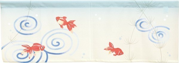 Made in Japan Lucky «Ripple Goldfish» Short Noren Doorway Curtain 85x30cm Gift