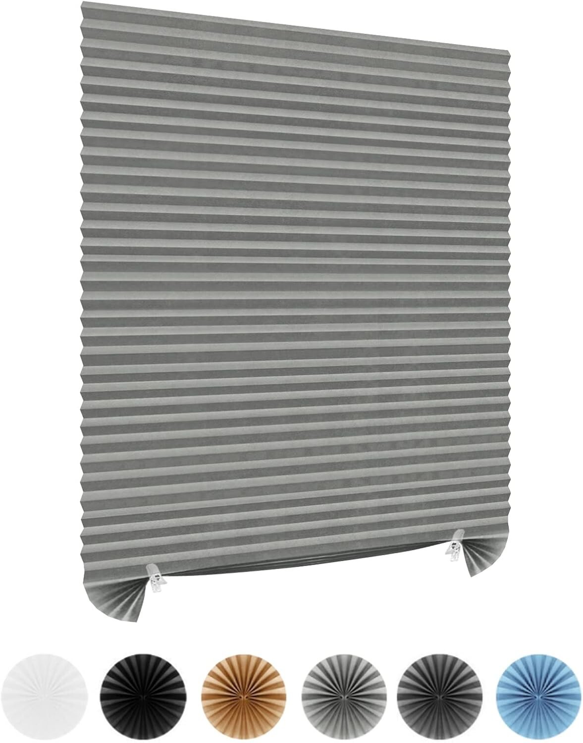 1 Pack Grey 24″W x 59″H Stick-on Window Blinds Can be cut Pleated Paper Blinds