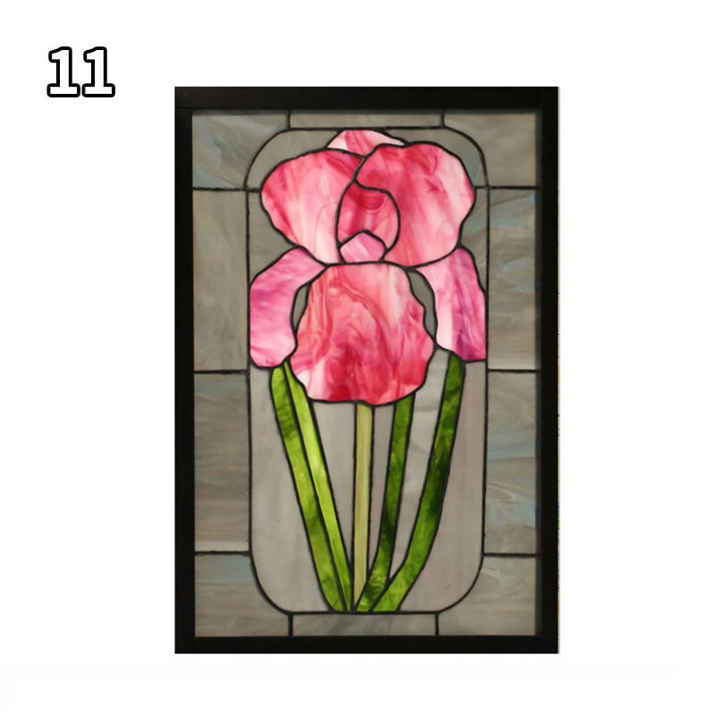 Stained Flower Magnolia Stickers Windows Film Static Sliding Door Decor