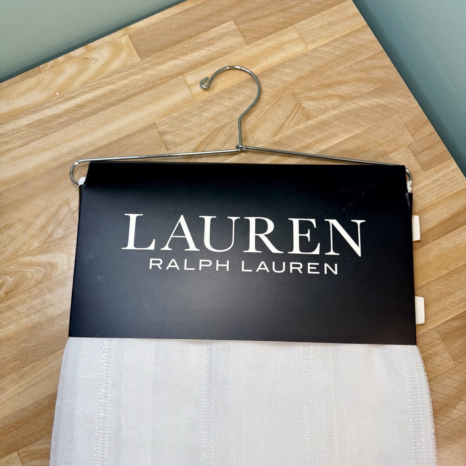 NEW Ralph Lauren 54”x84” White Hamilton Sheer 2 CURTAIN Panels Woven Stripes NWT