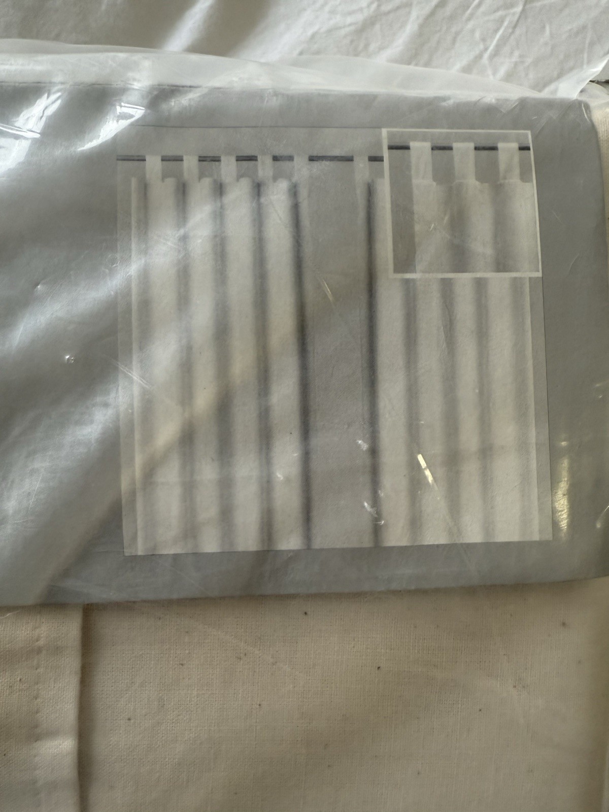 Ikea | Pair Bomull Oatmeal Tab Top Curtains 57” X 98” Tie PullBack NIP Drapes