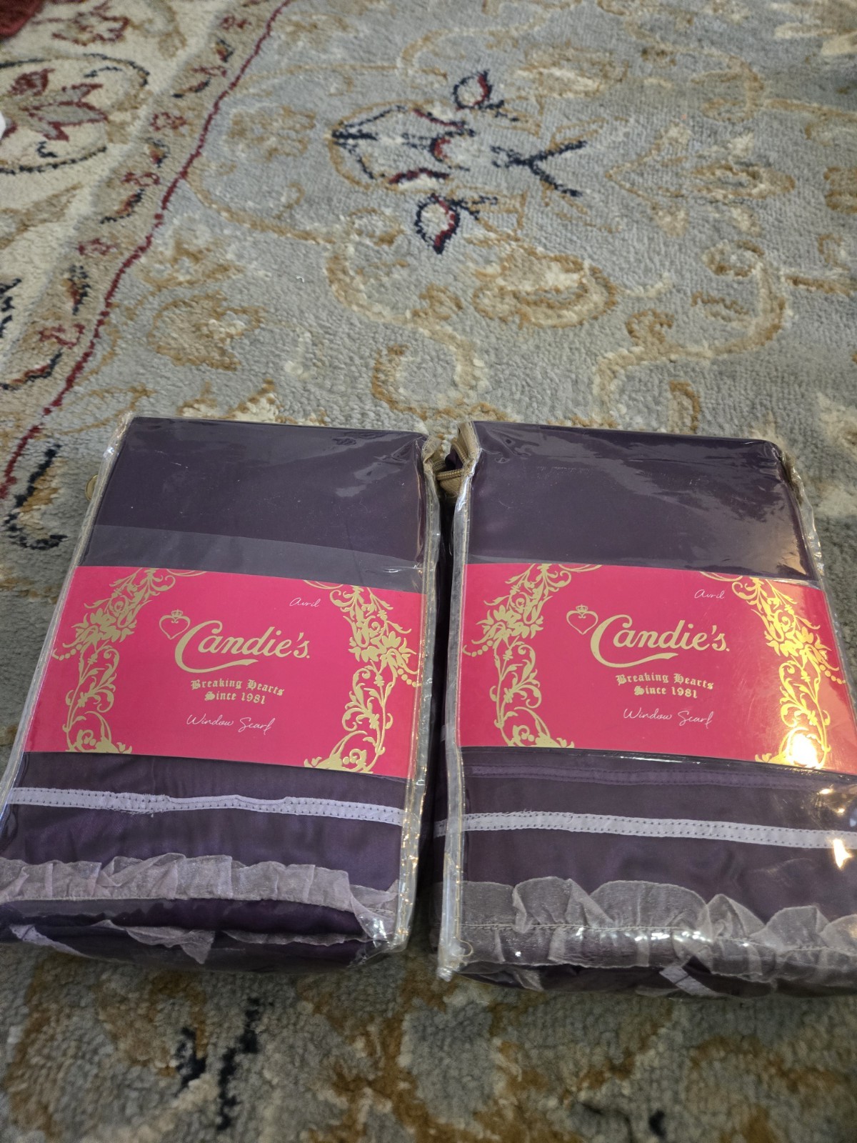 Set Of 2 Candies Window Scarfs Avril Purple Size 40″ X 168″