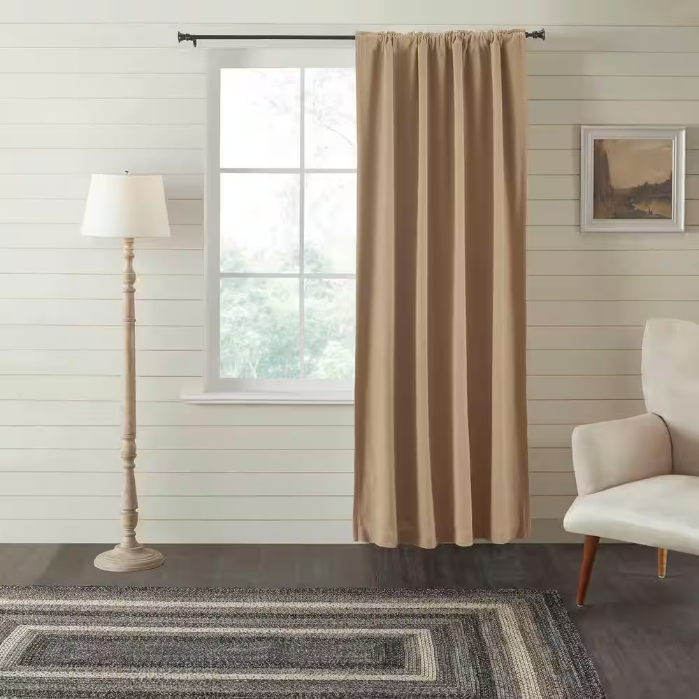 Burlap Natural Tan 50 In. W X 84 In. L Blackout Curtain