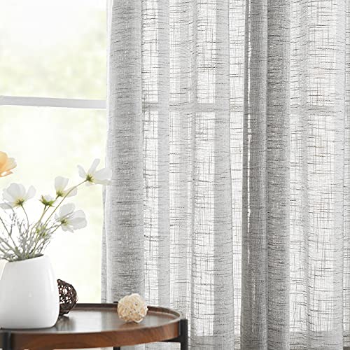 Grey Semi Sheer Curtains for 52″W x 63″L (Pack of 2) Soft Grey-rod Pocket