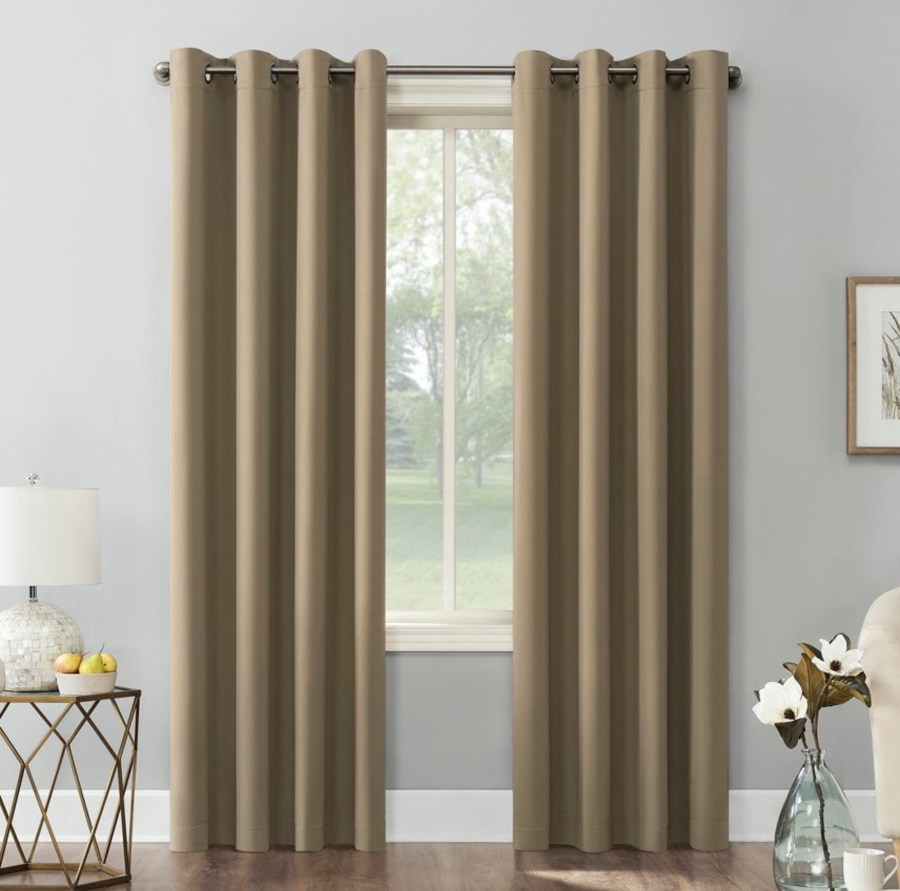 NWT~ Sun Zero Barly Taupe Brown 1 Curtain Panel Blackout 54″ x 84″ Modern 12.27