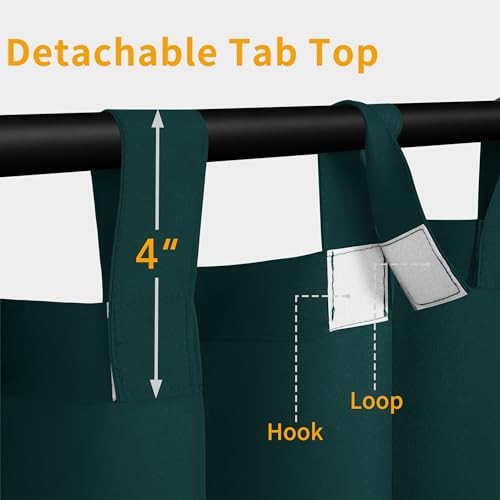 Outdoor Patio Curtains Detachable Tab Top 110″W x 96″L (Pack of 2) Teal