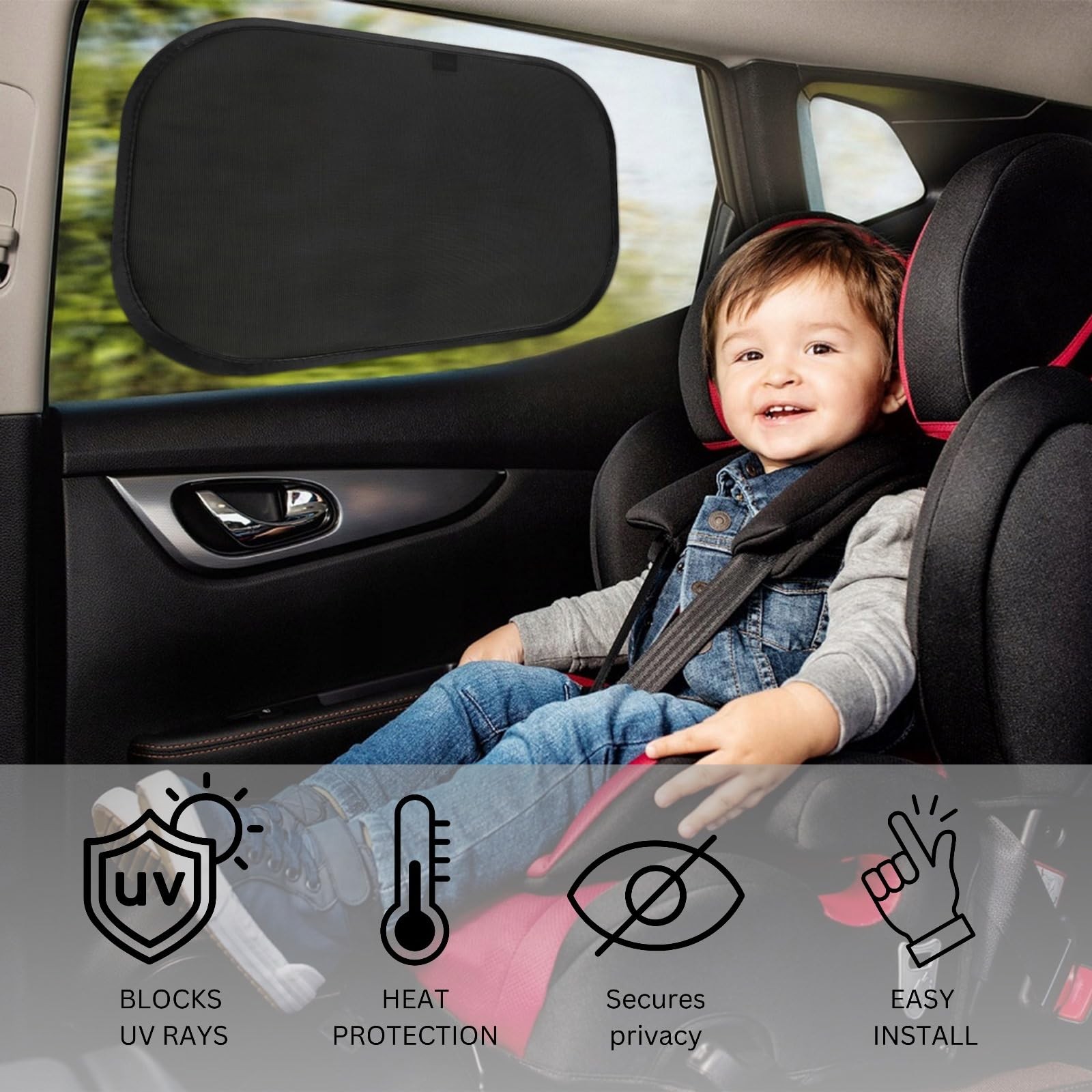 LUXAIL Car Window Shades for Baby 19”x12” (4 Pack) – 4 pack (19×12), Black