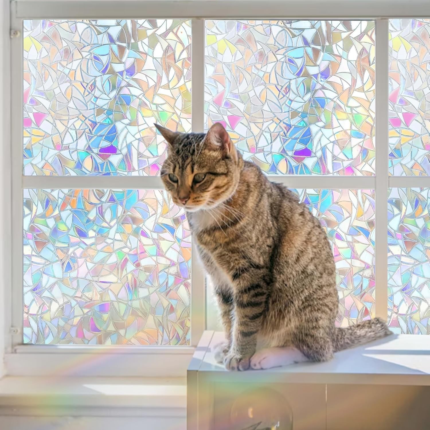 UV Protective Rainbow Window Clings – Easy Install 3D Tint Film, 17.5» x 78.7»