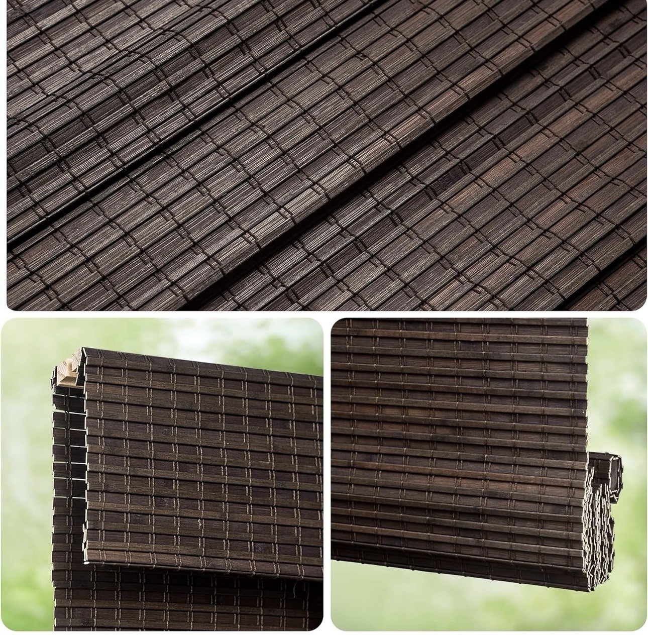 LazBlinds No Drill Cordless Bamboo Roman Shades Roll Up Blinds 22.5′ W x 48» H