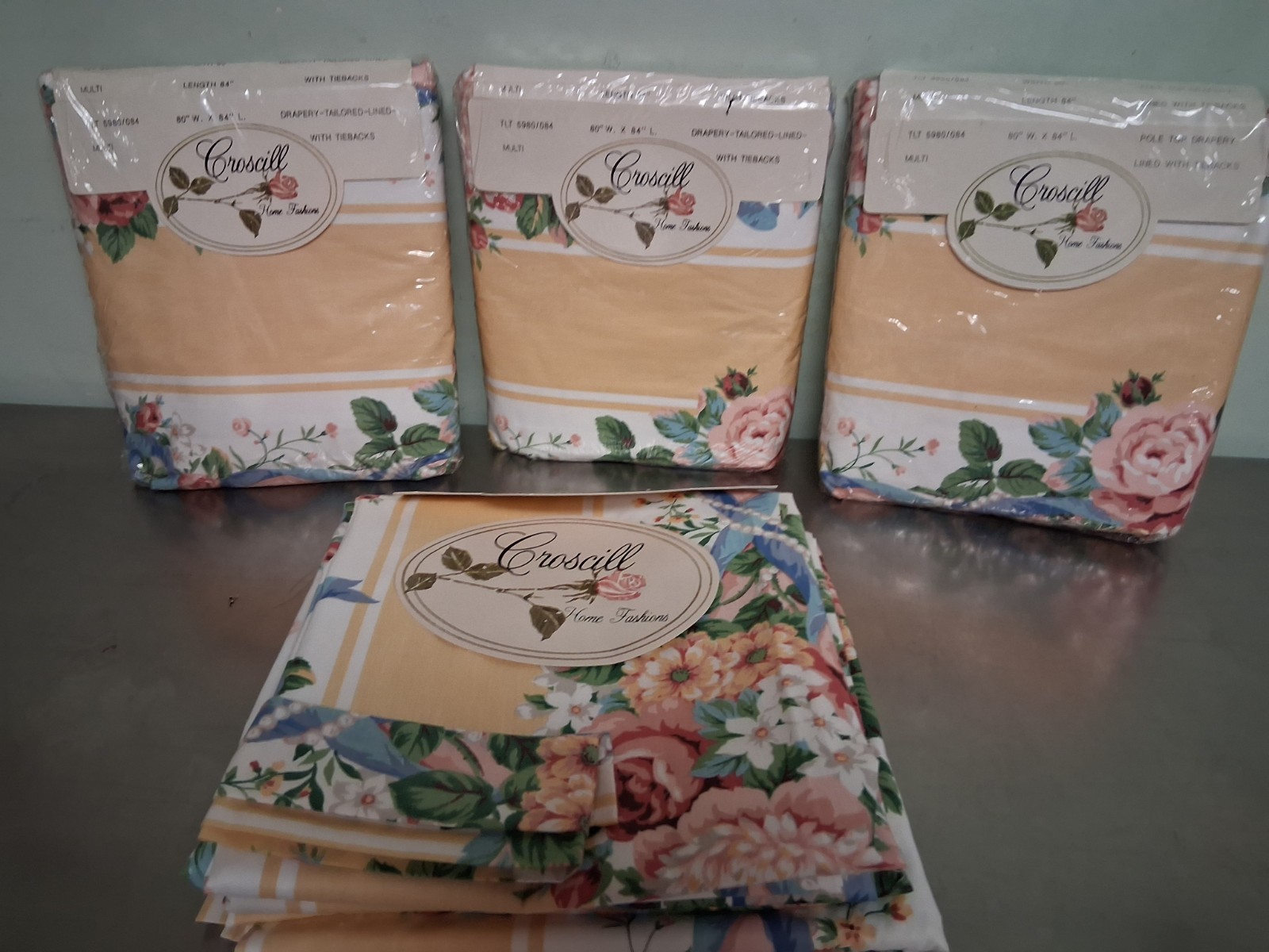 CROSCILL Princess New Old Stock Pair of Rod Pocket Drapes-Lined-New in Package