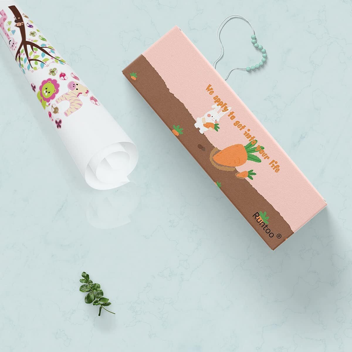 Runtoo Pink Wall Decals for Nursery Jungle Animals Tree