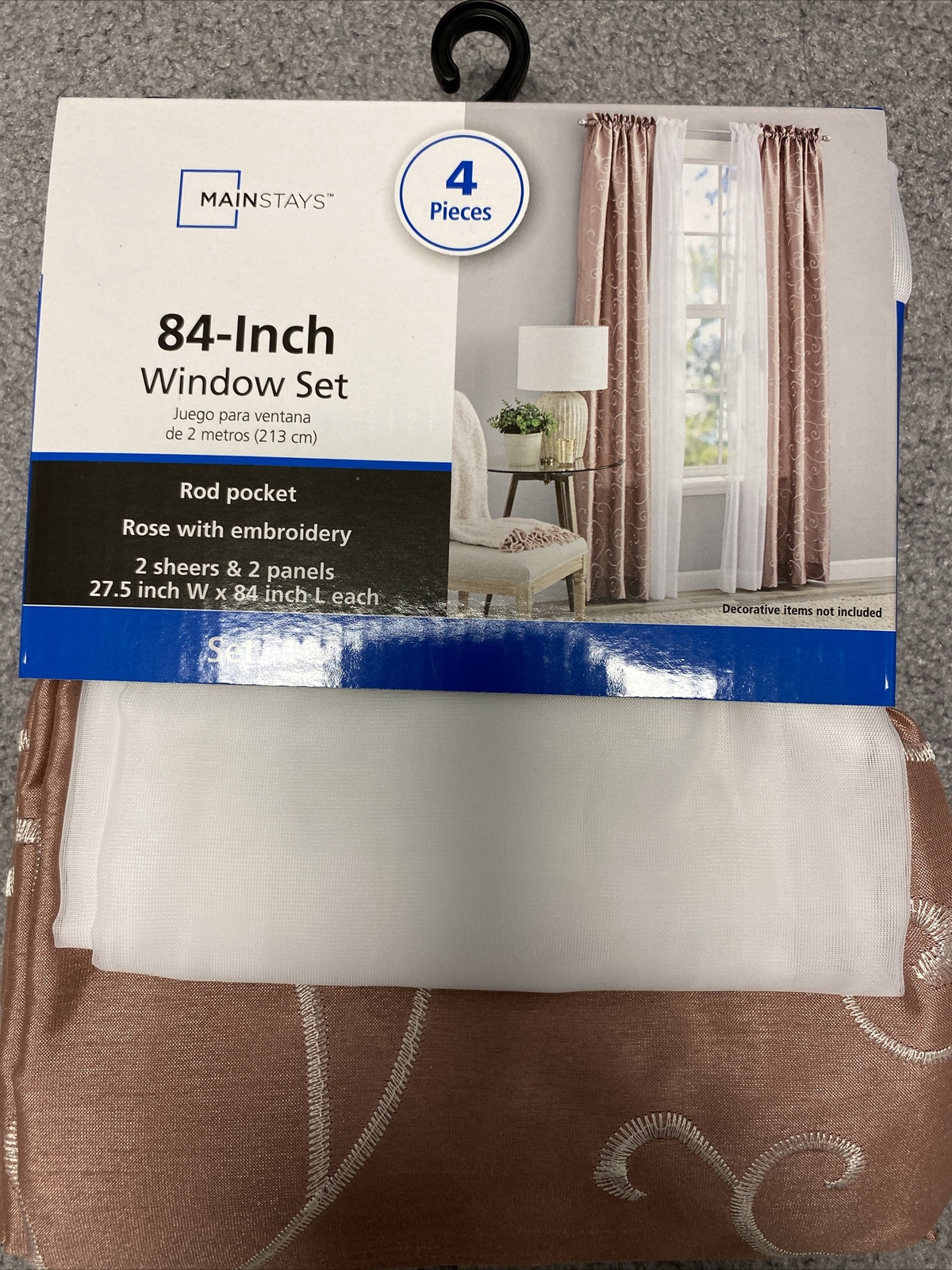 Mainstays 84-In Window Set With Rod Pocket Embroidery – Rose Fume