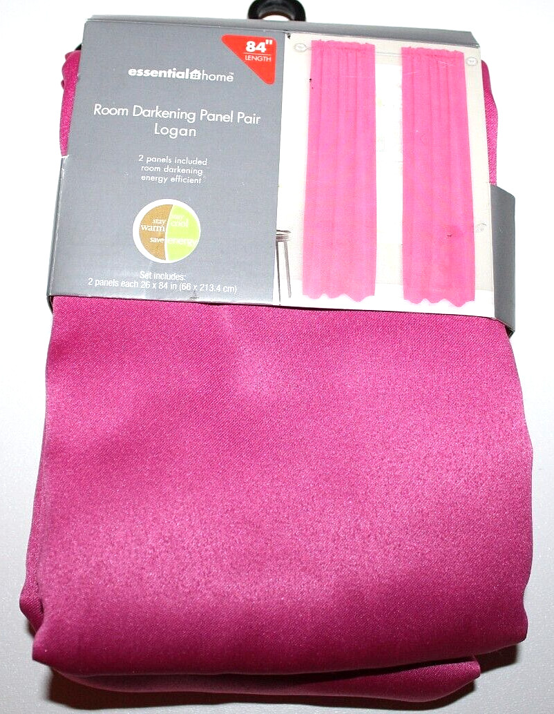 Essential Home Logan Pink Room Darkening Panel Pair – 2 Panels 26 x 84″ Each