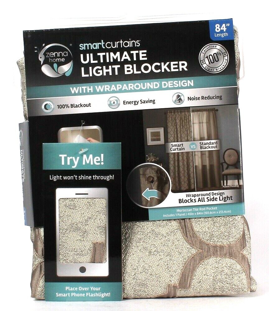 Zenna Home Smart Curtains Light Blocker Taupe Moroccan Tile Rod Pocket Panel