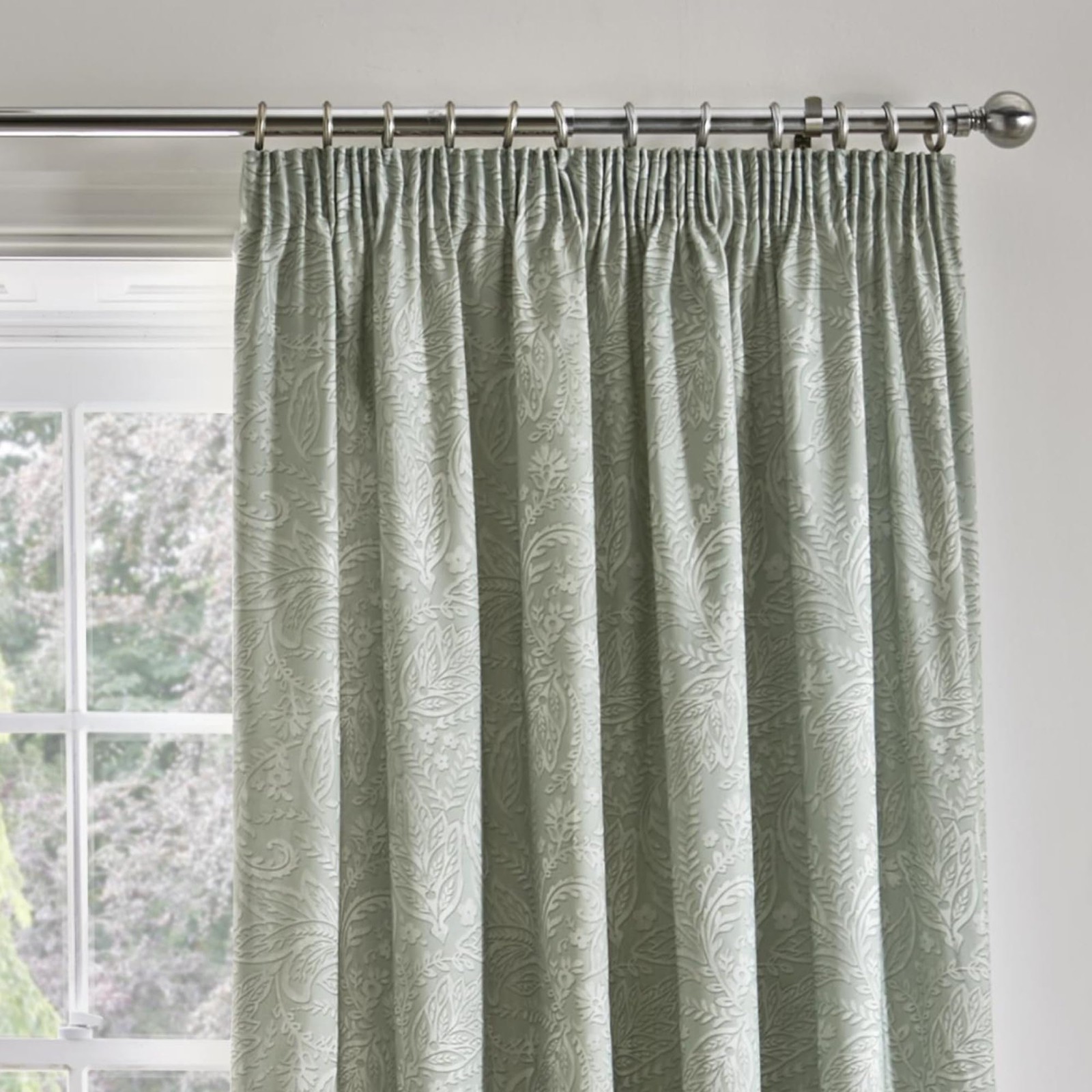 Dreams & Drapes Green Jacobean Curtains, 168 x 137 cm, 2 Panels, 100% Ba…