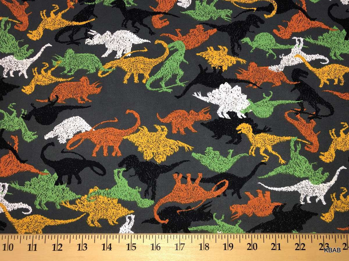 Dinosaur Valance Boys Dino Orange Green Gray Bedroom Nursery Window Curtain