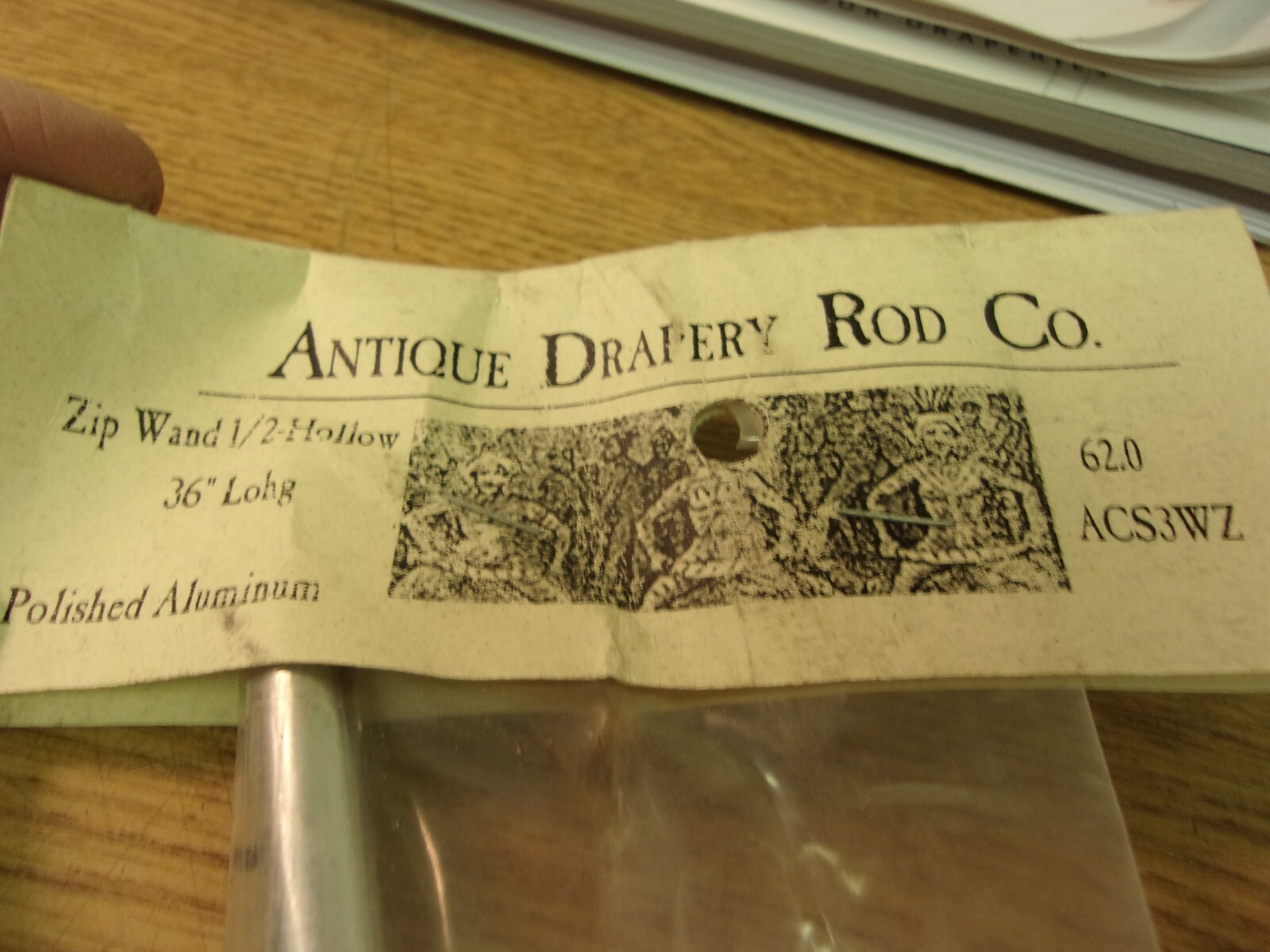 Antique Drapery Rod Co. Zip Wand 36″ length 1/2-Hollow ACS3WZ Polished Aluminum
