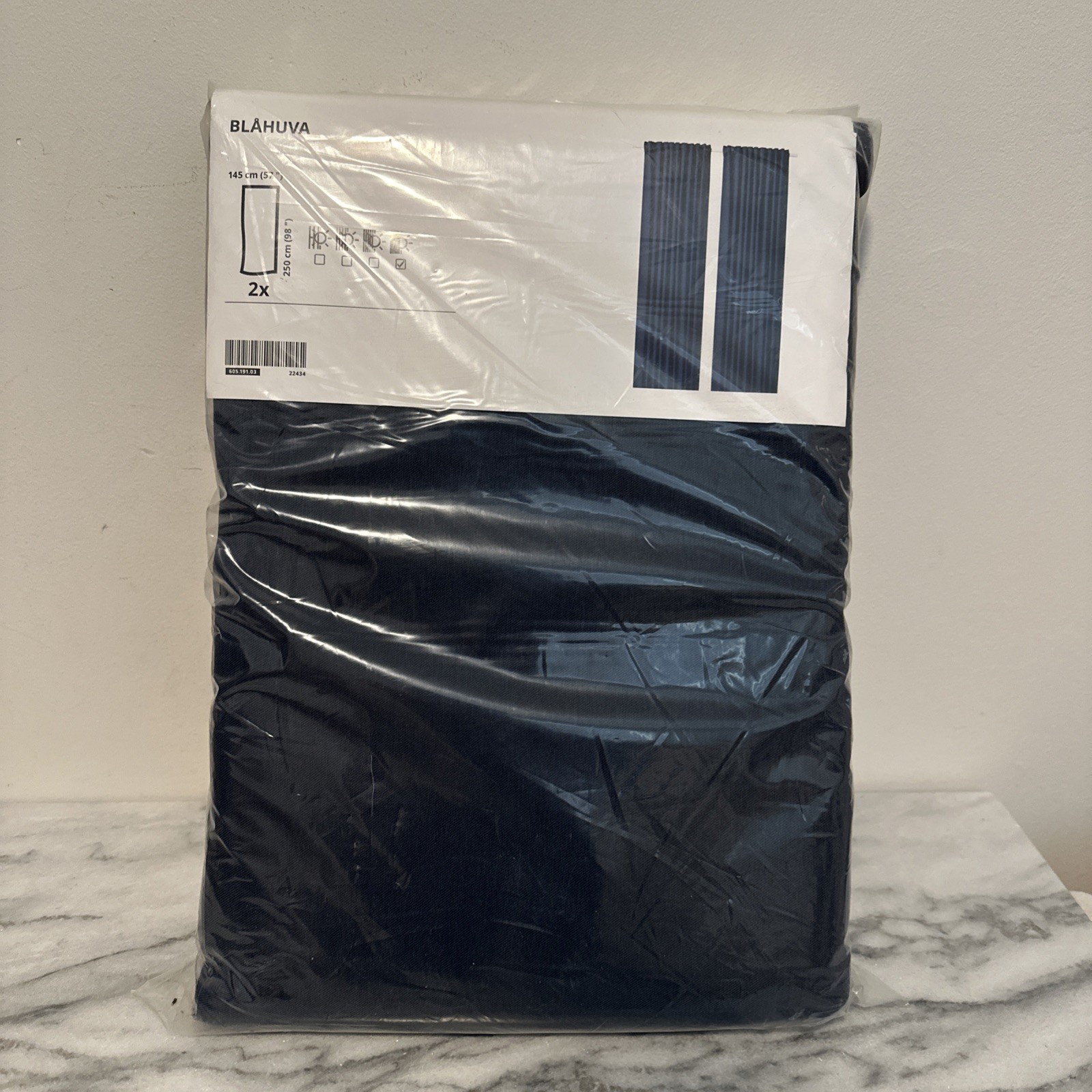 Ikea BLAHUVA Black-out curtains 57×98 » 1 pair Navy Blue – NEW IN PACKAGE