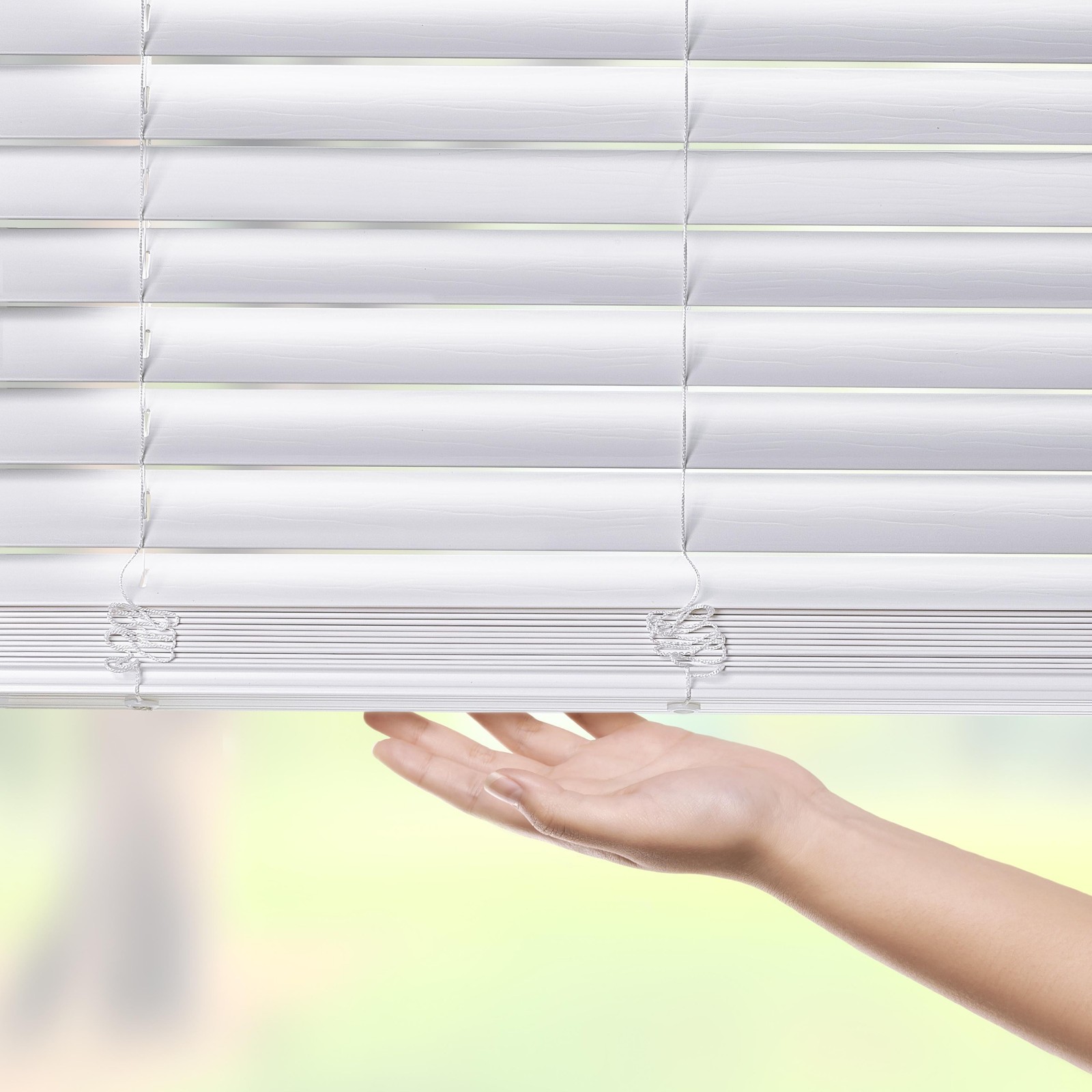2 pack 2″ Cordless Faux Wood Horizontal Blinds White 23″ W x 48″ L