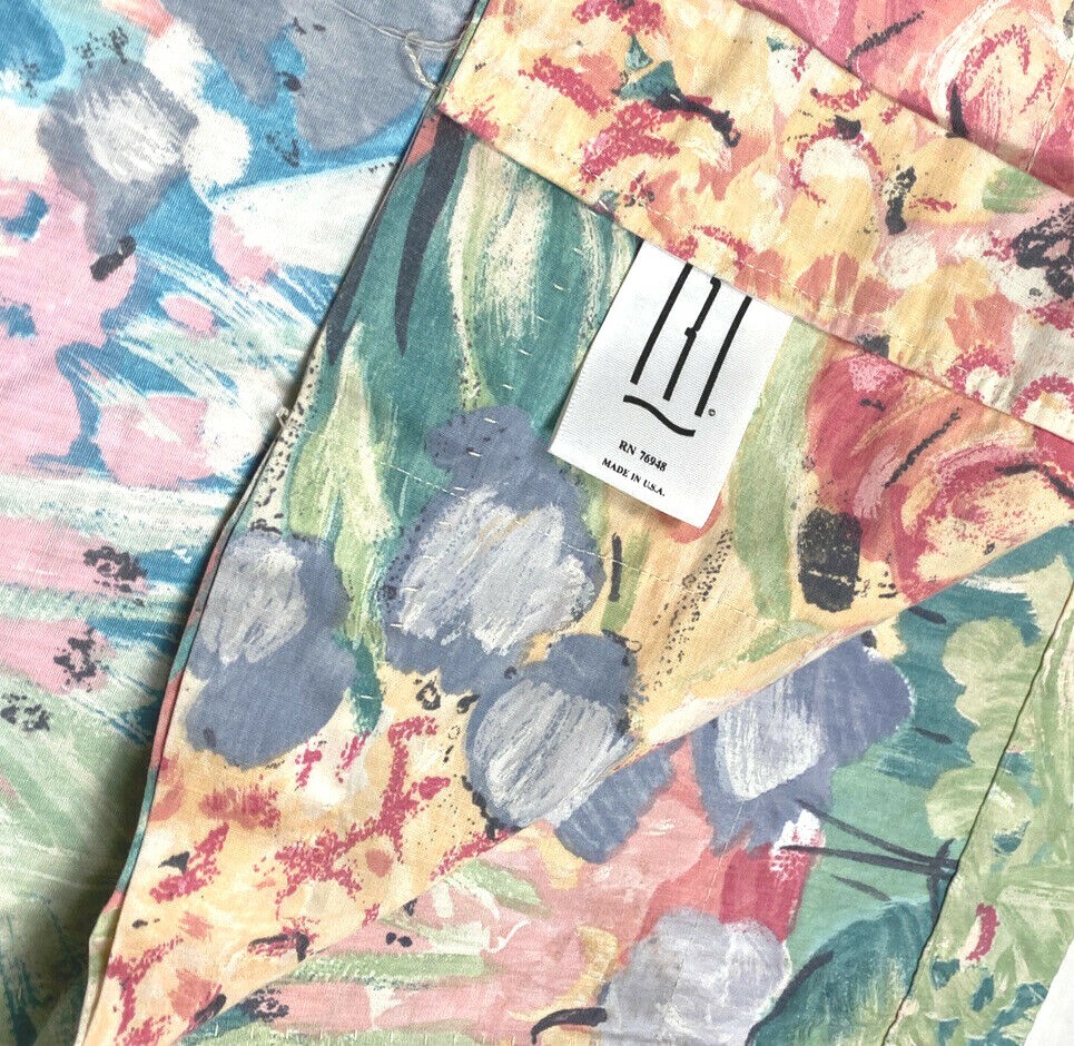 Vintage 80s Valance RevMan Retro Curtain Bright Pink Blue Green Pattern Floral1