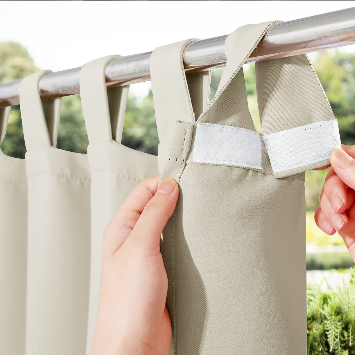 Outdoor Waterproof Curtains Detachable Tab Top Thermal Insulated Drapes Patio