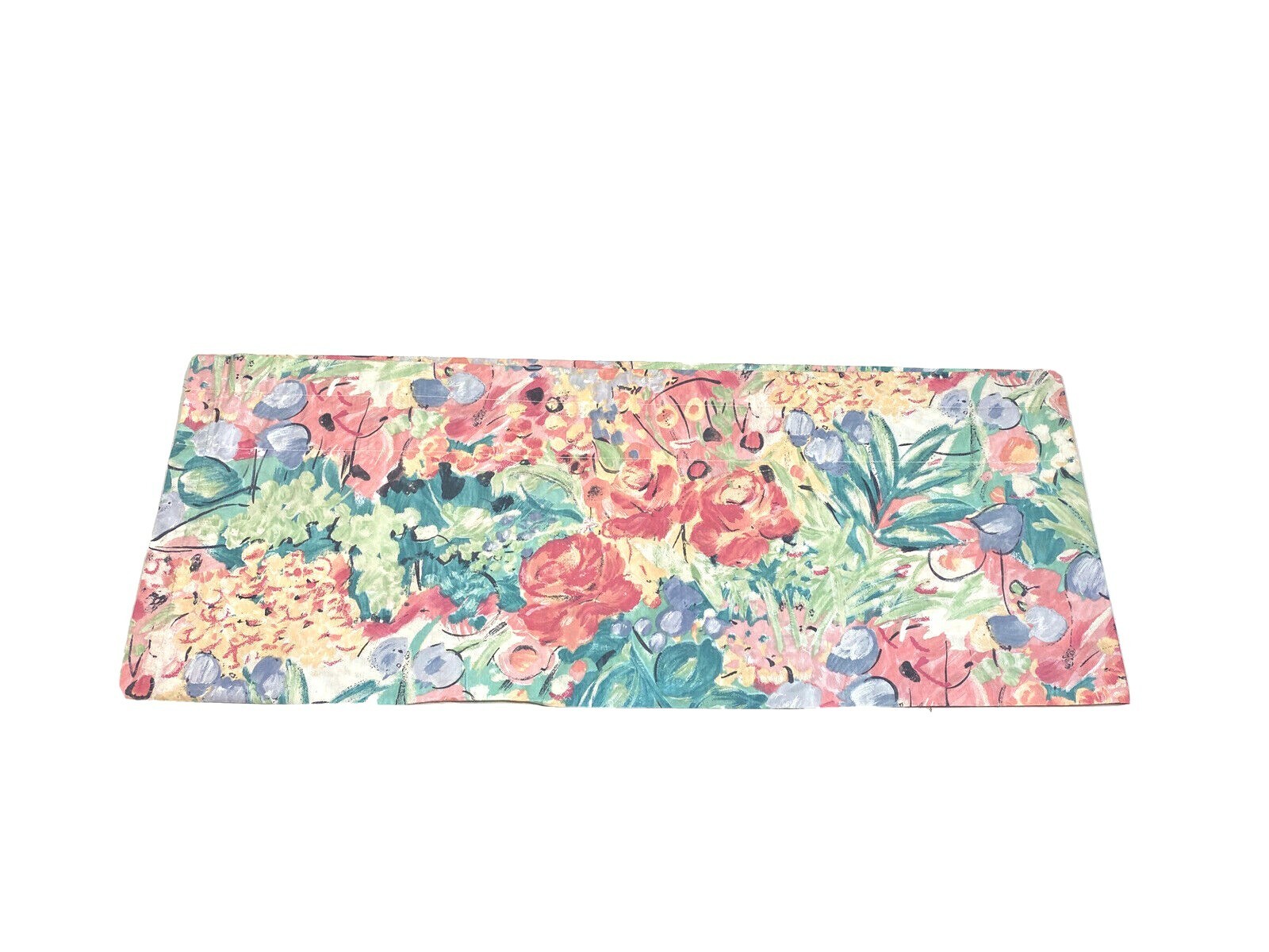 Vintage 80s Valance RevMan Retro Curtain Bright Pink Blue Green Pattern Floral1